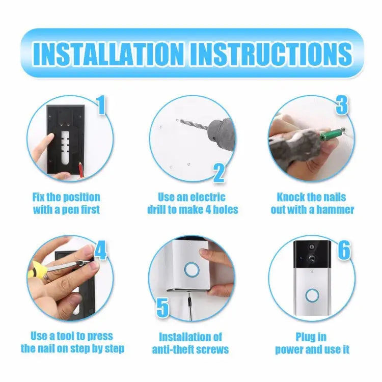 VESAFE HD 720P Security Camera Smart WiFi Video Doorbell Intercom Support TF Card & Infrared Night Vision & Motion
