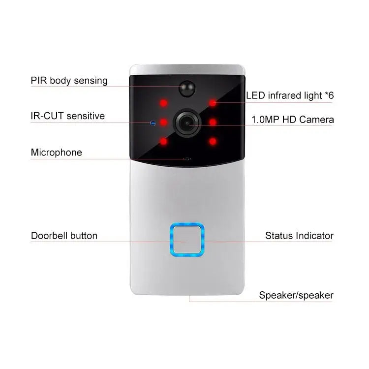 VESAFE Home VS-M2 HD 720P Security Camera Smart WiFi Video Doorbell Intercom Support TF Card & Night Vision & PIR