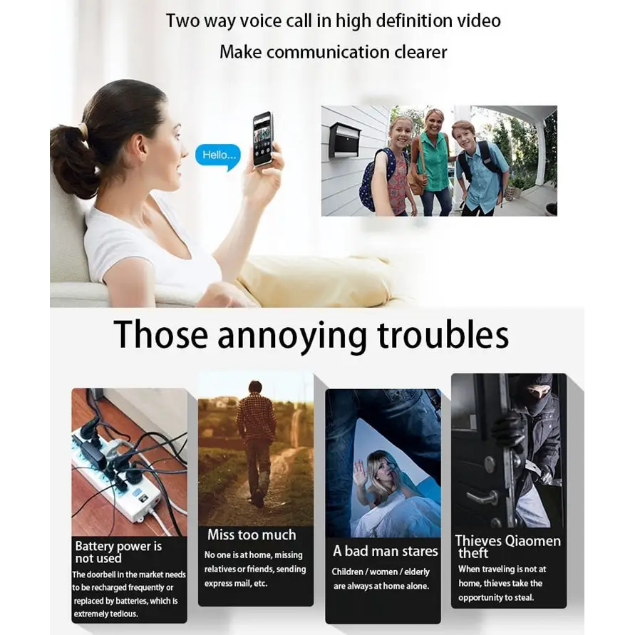 VESAFE Home VS-M2 HD 720P Security Camera Smart WiFi Video Doorbell Intercom Support TF Card & Night Vision & PIR