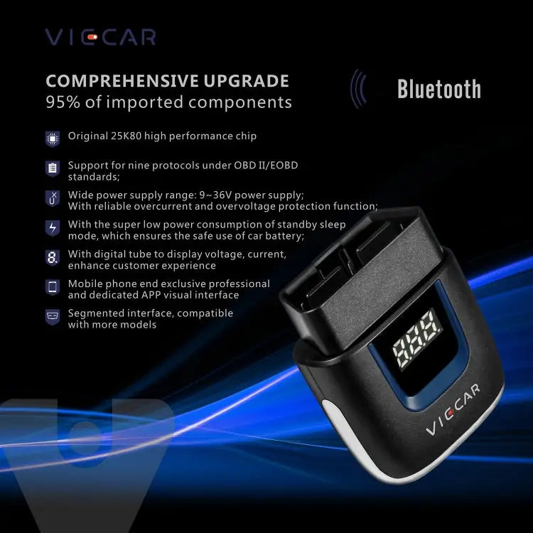 Viecar VP003 Car Mini OBD + USB / Type-C Interface Fault Detector V2.2 Bluetooth Diagnostic Tool VP003 - VP003