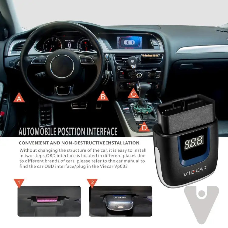 Viecar VP003 Car Mini OBD + USB / Type-C Interface Fault Detector V2.2 Bluetooth Diagnostic Tool VP003 - VP003