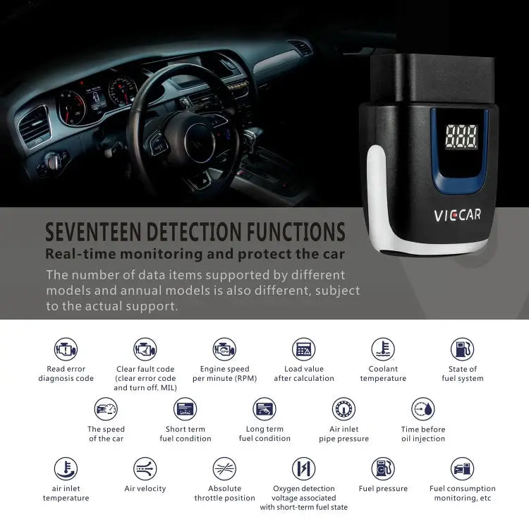 Viecar VP003 Car Mini OBD + USB / Type-C Interface Fault Detector V2.2 Bluetooth Diagnostic Tool VP003 - VP003