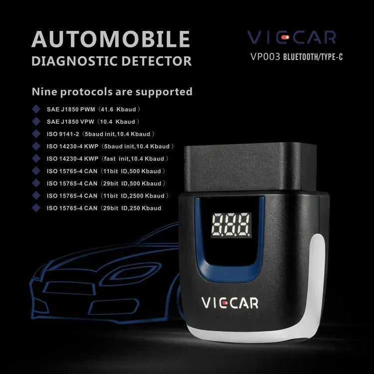 Viecar VP003 Car Mini OBD + USB / Type-C Interface Fault Detector V2.2 Bluetooth Diagnostic Tool VP003 - VP003