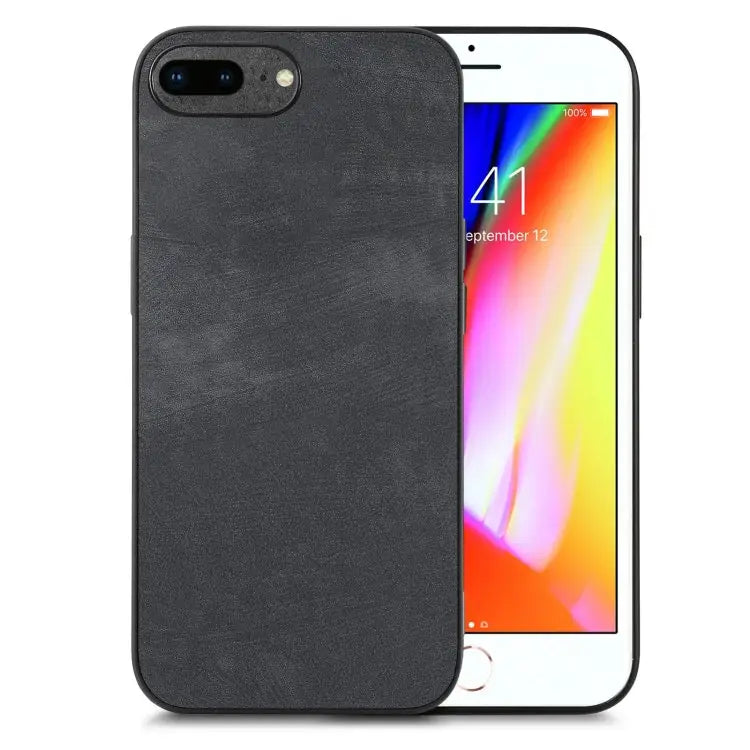 Vintage Leather PC Back Cover Phone Case - For iPhone 7 Plus / 8 Plus / Black - Apple Accessories