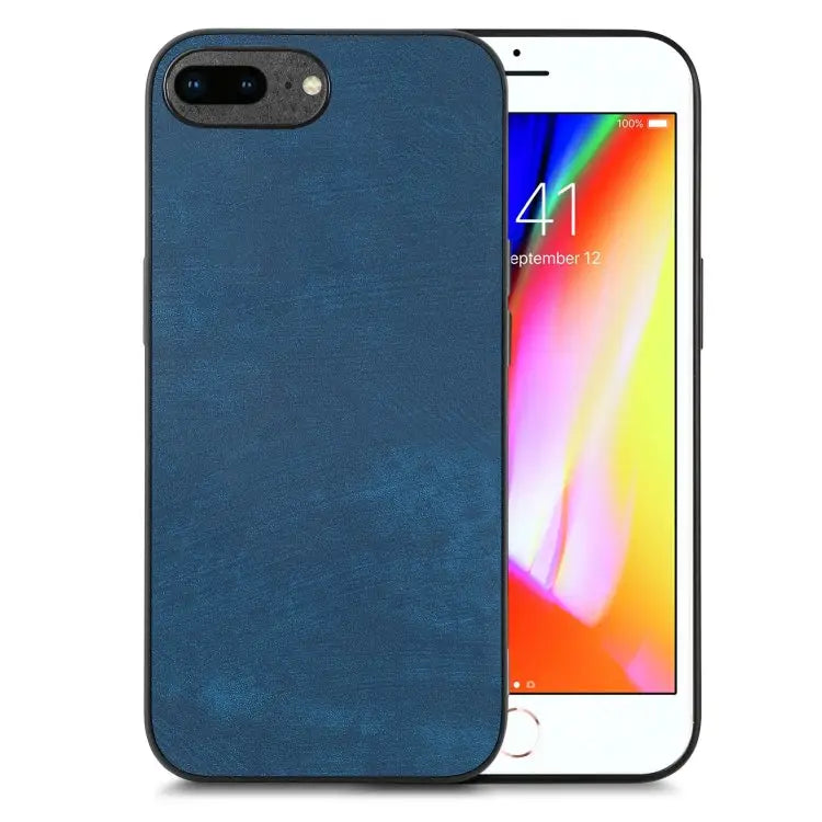 Vintage Leather PC Back Cover Phone Case - For iPhone 7 Plus / 8 Plus / Blue - Apple Accessories