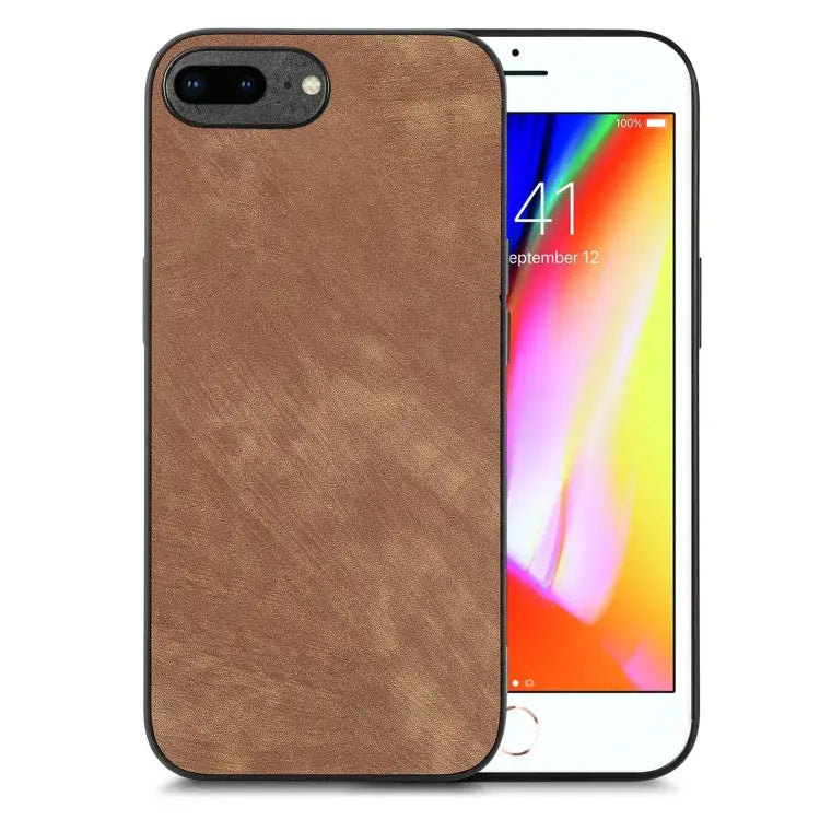Vintage Leather PC Back Cover Phone Case - For iPhone 7 Plus / 8 Plus / Brown - Apple Accessories