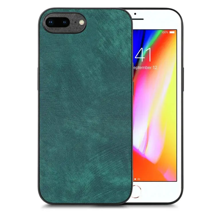 Vintage Leather PC Back Cover Phone Case - For iPhone 7 Plus / 8 Plus / Green - Apple Accessories