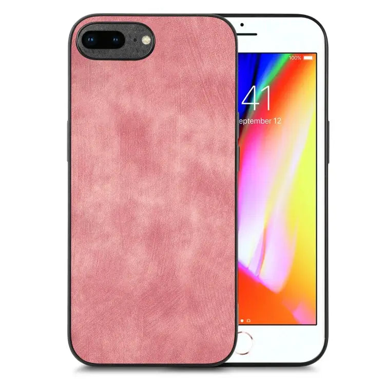 Vintage Leather PC Back Cover Phone Case - For iPhone 7 Plus / 8 Plus / Pink - Apple Accessories