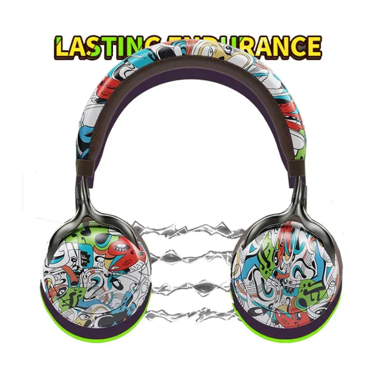 VJ086 Graffiti Headset Wireless Sports Bluetooth Headset Water Transfer Color Print Headset Support TF FM - Apple