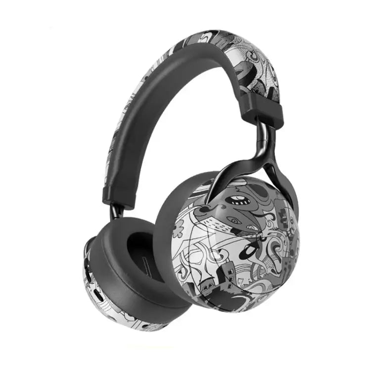 VJ086 Graffiti Headset Wireless Sports Bluetooth Headset Water Transfer Color Print Headset Support TF FM - Black