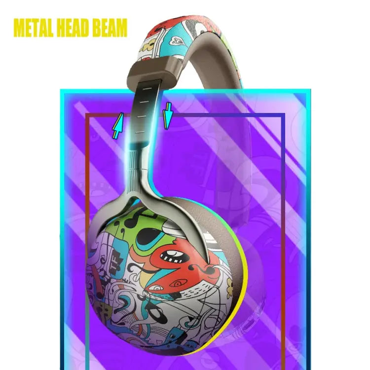 VJ086 Graffiti Headset Wireless Sports Bluetooth Headset Water Transfer Color Print Headset Support TF FM - Apple