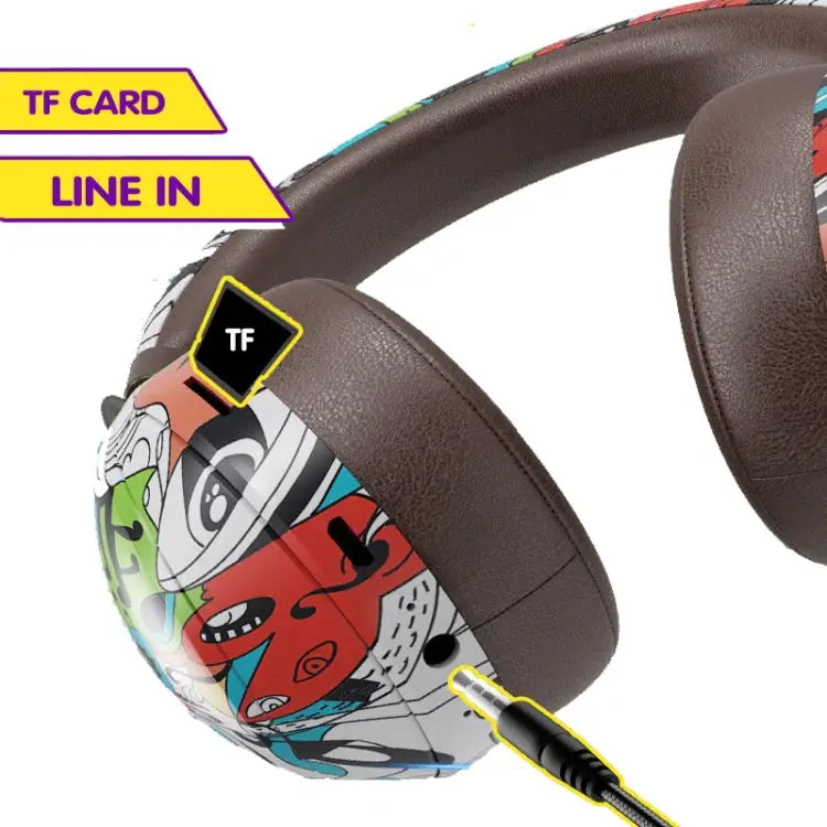 VJ086 Graffiti Headset Wireless Sports Bluetooth Headset Water Transfer Color Print Headset Support TF FM - Apple