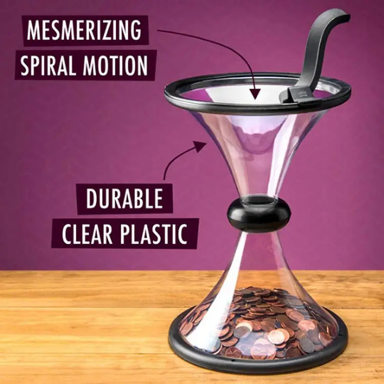 Vortex Bank Decompression Transparent Funnel Gravity Rotating Coin Storage Box Funnel - Funnel
