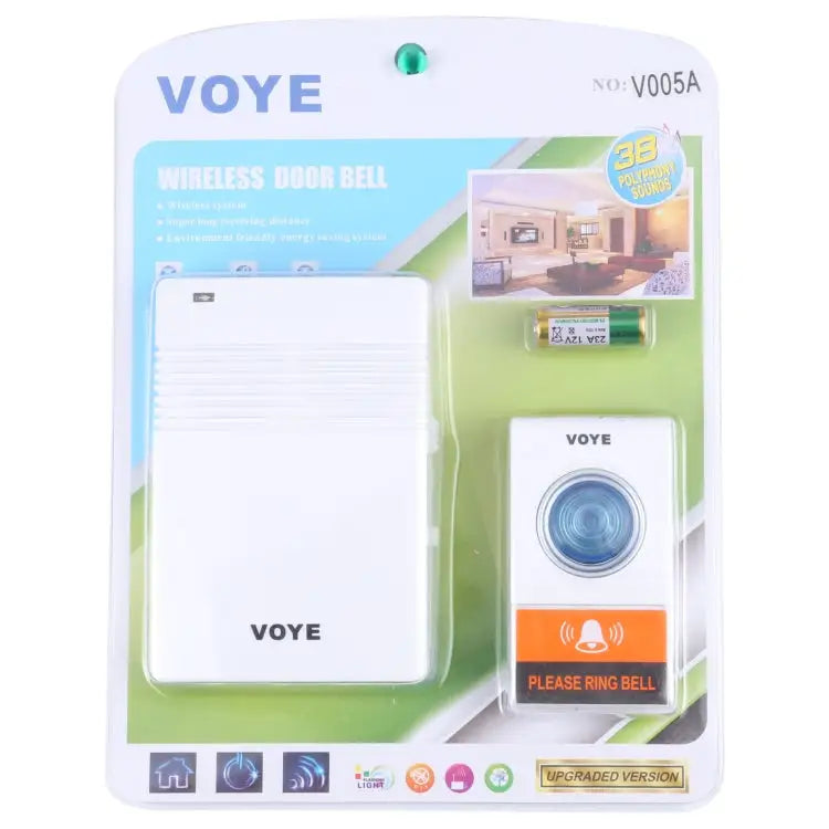 VOYE V005A Wireless Remote Doorbell with 38 Polyphony Sounds V005A - V005A