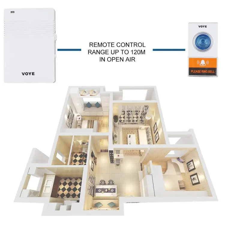 VOYE V005A Wireless Remote Doorbell with 38 Polyphony Sounds V005A - V005A