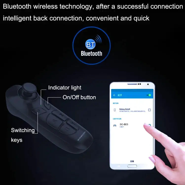VR SHINECON SC-B03 VR Game Wireless Bluetooth Remote Control Handle Selfie Stick Remote Control Video Playback SC-B03