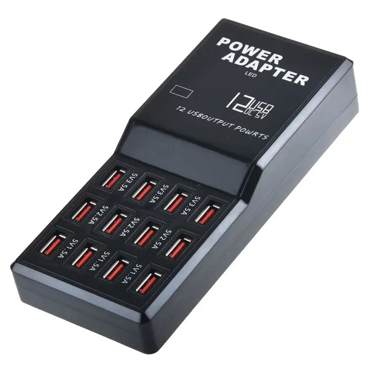 W-858 12A 12 Ports USB Fast Charging Dock Desktop Smart Charger AC100-240V EU Plug - EU Plug