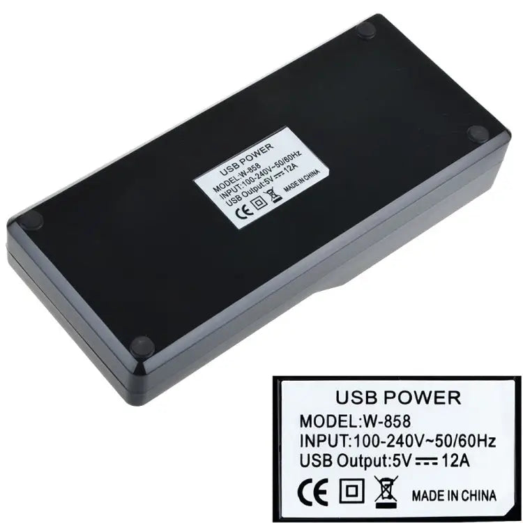 W-858 12A 12 Ports USB Fast Charging Dock Desktop Smart Charger AC100-240V US Plug - US Plug