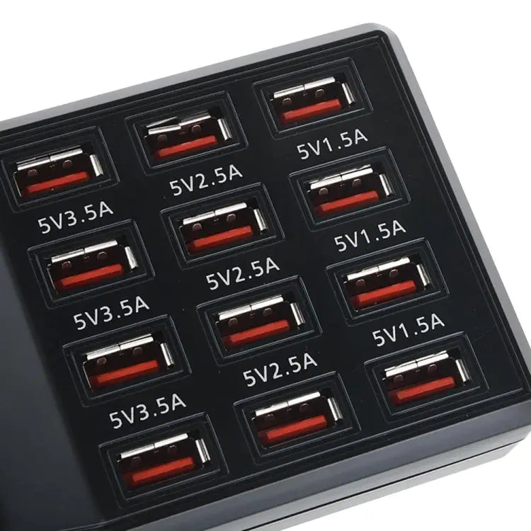 W-858 12A 12 Ports USB Fast Charging Dock Desktop Smart Charger AC100-240V EU Plug - EU Plug