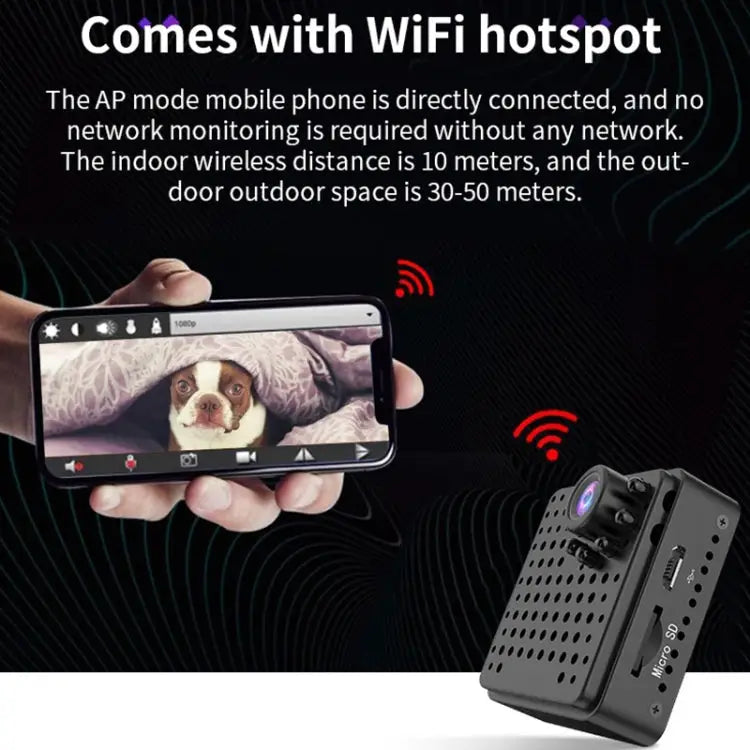 W18 1080P HD WiFi Smart Mini Security Camera Support 155 Degrees Wide Angle & Motion Detection & Infrared Night Vision
