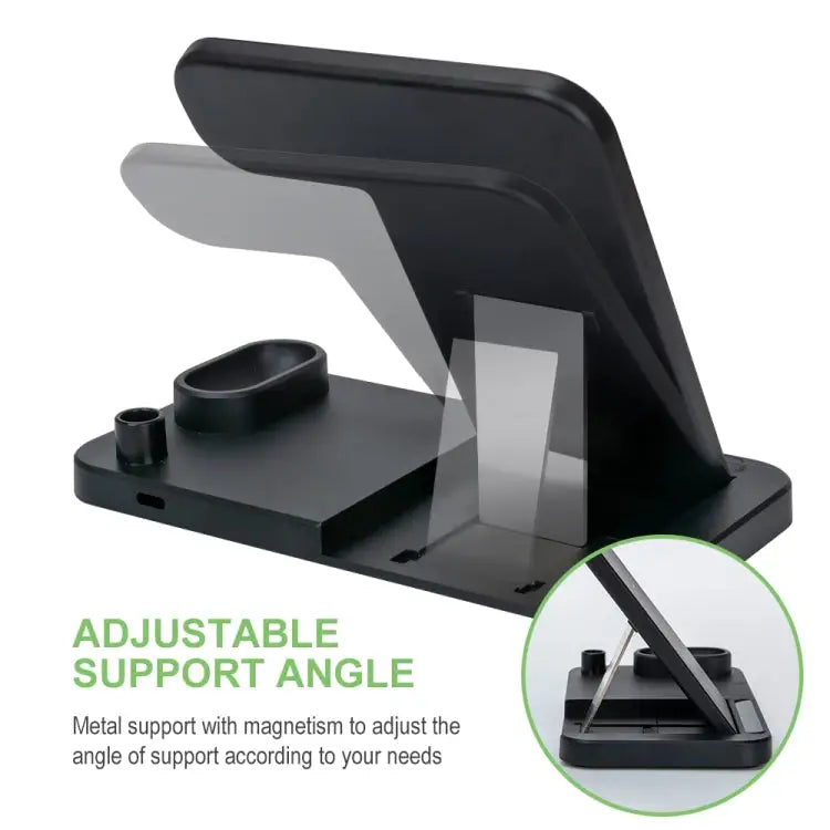 W30 QI Vertical Wireless Charger for Mobile Phones & Apple Watches & AirPods & Apple Pencil with Adjustable Phone Stand