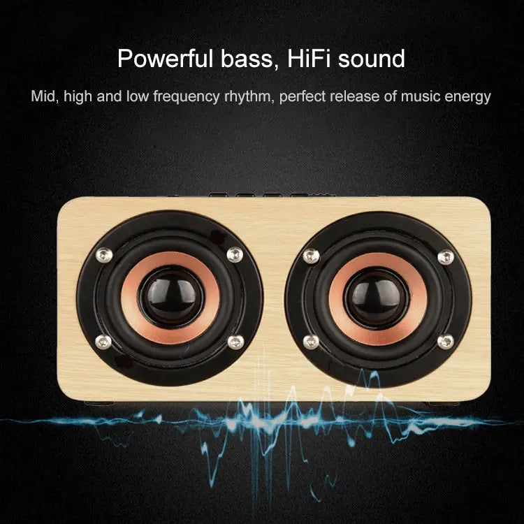 W5 Portable HiFi Shock Bass Wooden Bluetooth Speaker W5 - Apple Accessories