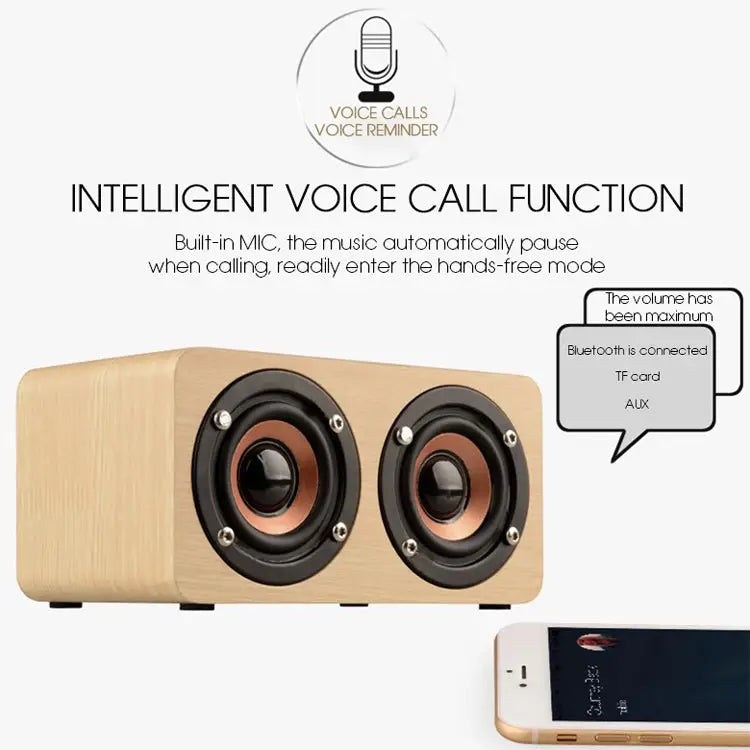 W5 Portable HiFi Shock Bass Wooden Bluetooth Speaker W5 - Apple Accessories