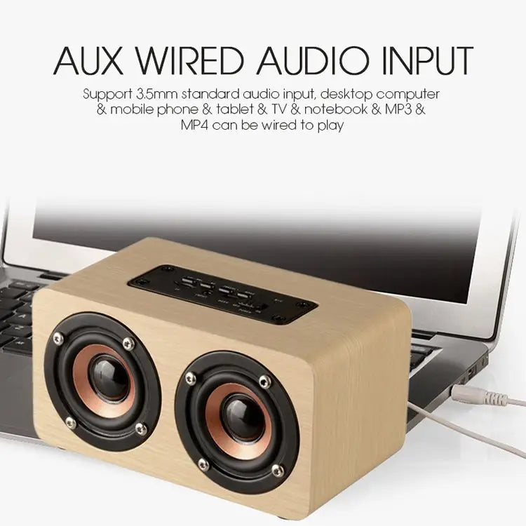 W5 Portable HiFi Shock Bass Wooden Bluetooth Speaker W5 - Apple Accessories
