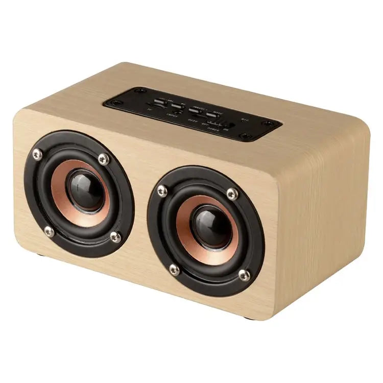 W5 Portable HiFi Shock Bass Wooden Bluetooth Speaker W5 - W5 / Yellow - Apple Accessories