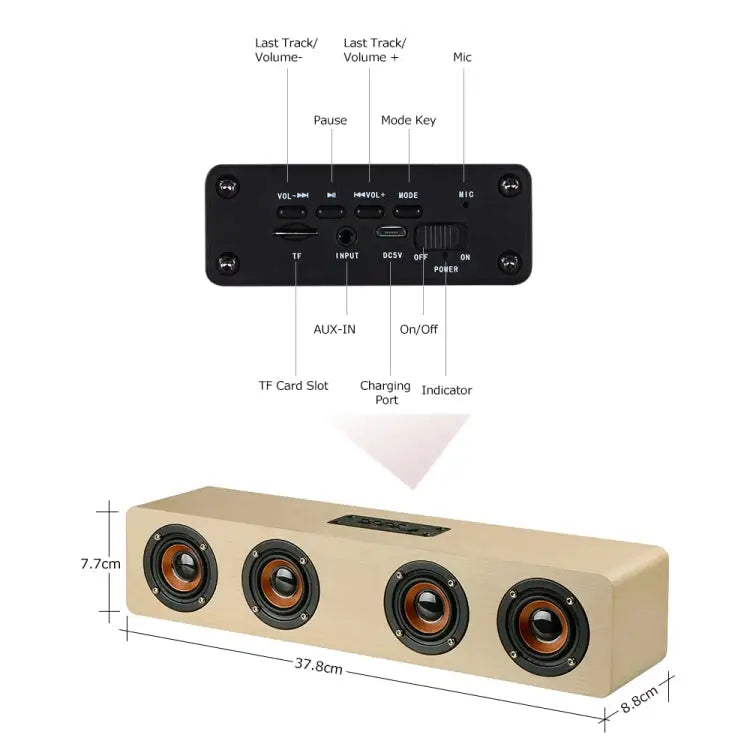 W8 Bluetooth 4.2 Speaker Four Louderspeakers Super Bass Subwoofer with Mic 3.5mm Support TF Card - Apple Accessories
