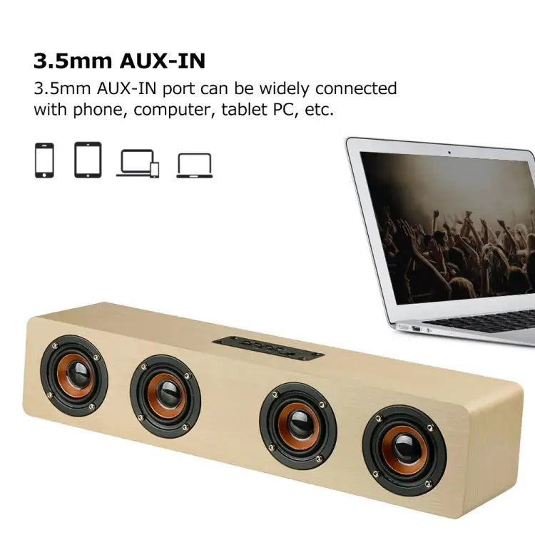 W8 Bluetooth 4.2 Speaker Four Louderspeakers Super Bass Subwoofer with Mic 3.5mm Support TF Card - Apple Accessories
