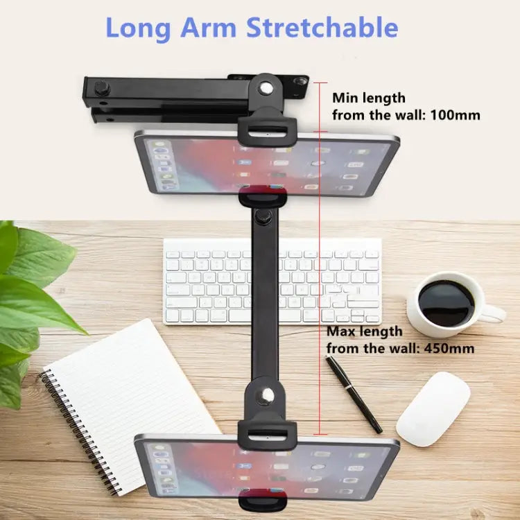 Wall Mount Tablet Cell Phone Stand Long Arm Stretchable Holder for 4-13 inch Devices Stretchable Tablet Bracket 2