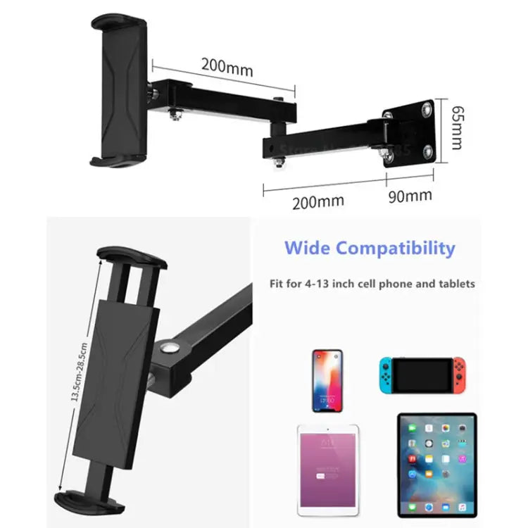 Wall Mount Tablet Cell Phone Stand Long Arm Stretchable Holder for 4-13 inch Devices Stretchable Tablet Bracket 2