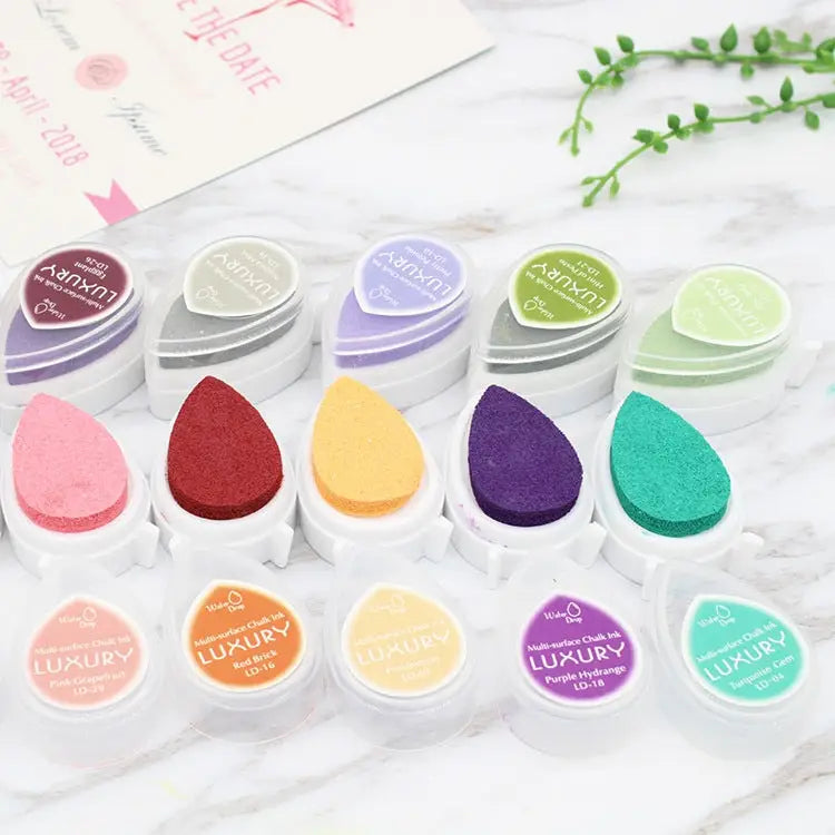 Water Droplets Inkpad Kids Favors Ink Stamp Pads Colorful Ink Pad DIY Scrapbooking Drop Shape Random Color Delivery