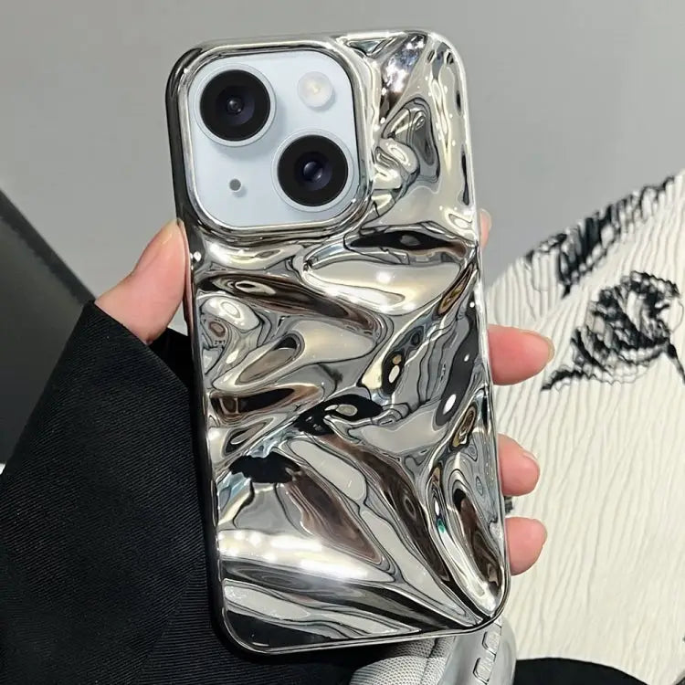 Water Ripple Electroplating Paint TPU Phone Case For iPhone 15 Plus For iPhone 15 - For iPhone 15 / Bright Silver