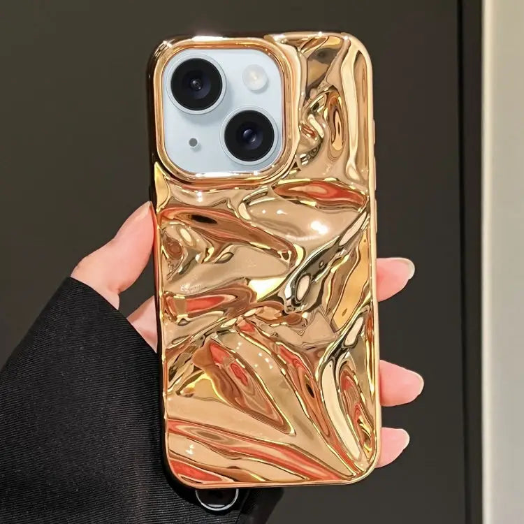 Water Ripple Electroplating Paint TPU Phone Case For iPhone 15 Plus For iPhone 15 - For iPhone 15 Plus / Bright Gold