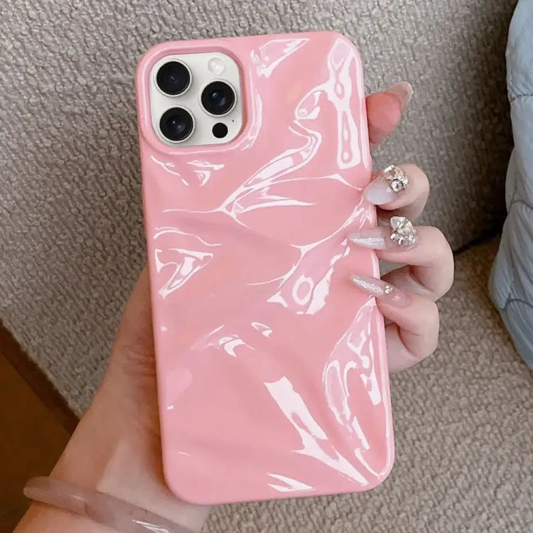 Water Ripple Electroplating Paint TPU Phone Case For iPhone 15 Pro Max For iPhone 15 Pro - For iPhone 15 Pro Max / Pink
