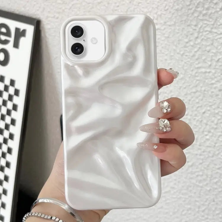 Water Ripple Electroplating Paint TPU Phone Case For iPhone 16 Plus For iPhone 16 - For iPhone 16 Plus / White - Apple