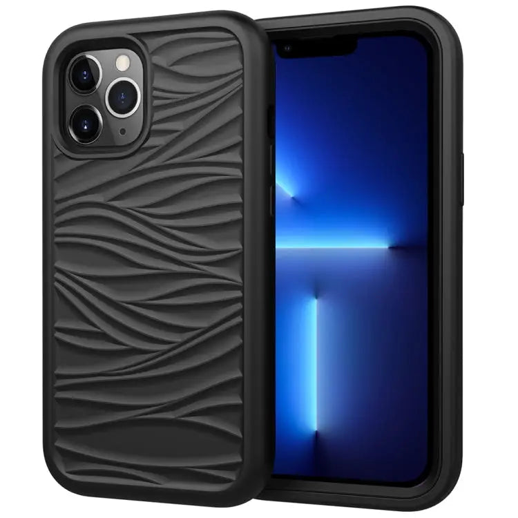 Wave Pattern 3 in 1 Silicone + PC Shockproof Protective Case For iPhone 13 mini For iPhone 13 For iPhone 13 Pro