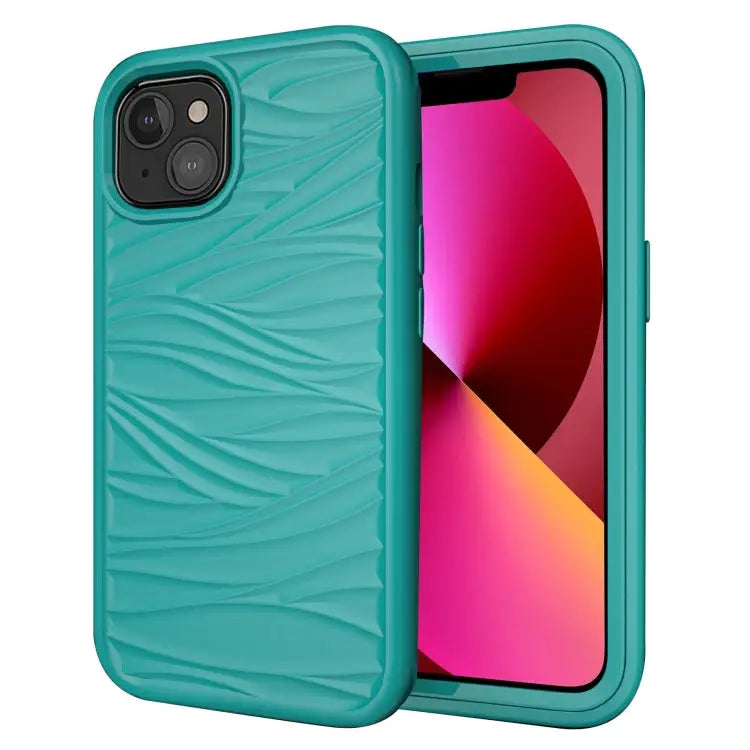 Wave Pattern 3 in 1 Silicone + PC Shockproof Protective Case For iPhone 13 mini For iPhone 13 For iPhone 13 Pro