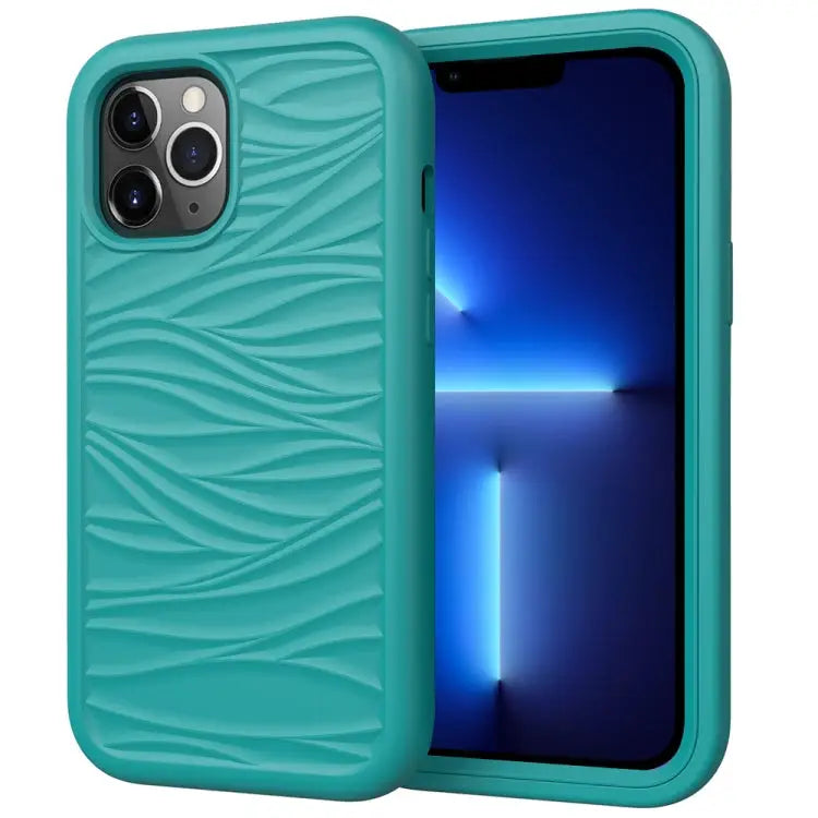 Wave Pattern 3 in 1 Silicone + PC Shockproof Protective Case For iPhone 13 mini For iPhone 13 For iPhone 13 Pro