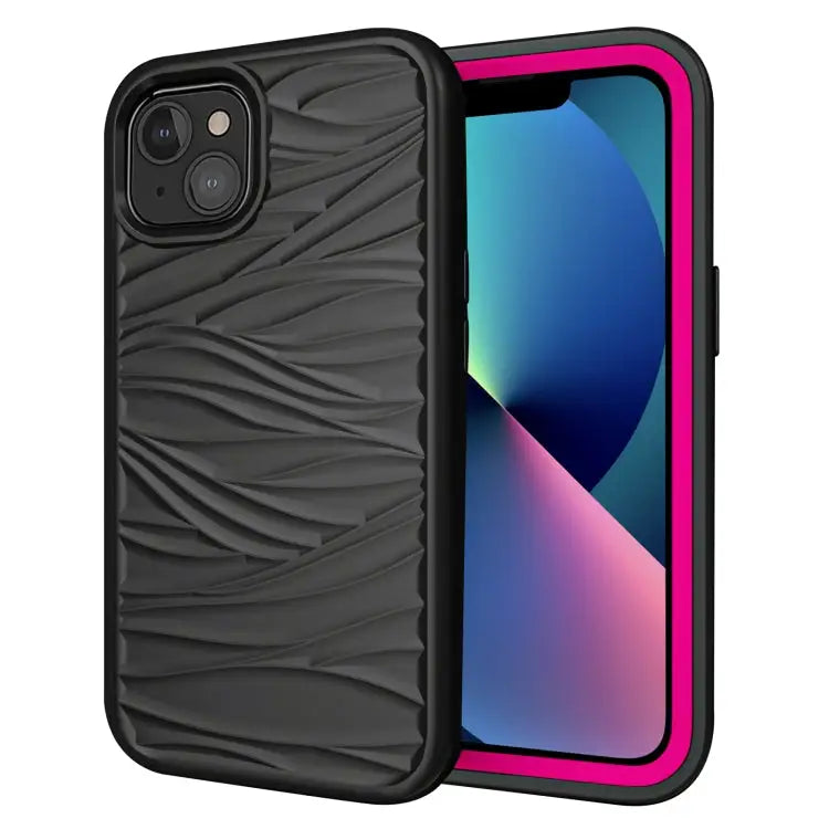 Wave Pattern 3 in 1 Silicone + PC Shockproof Protective Case For iPhone 13 mini For iPhone 13 For iPhone 13 Pro