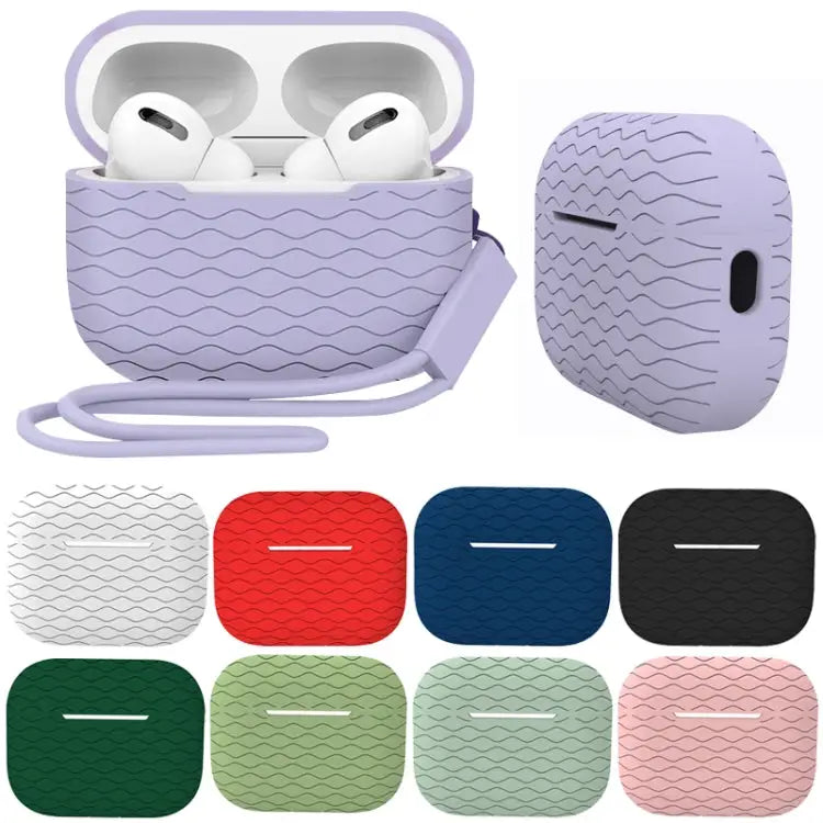 Wave Pattern Silicone Earphone Case For AirPods Pro 2 - For AirPods Pro 2 / Dark Green - Apple Accessories