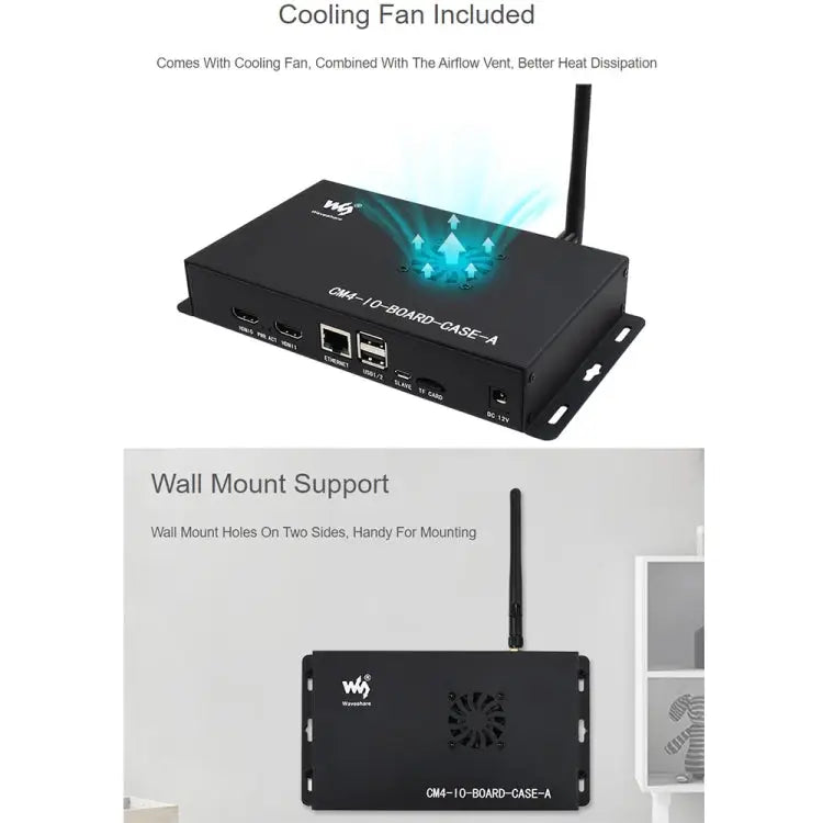 Waveshare Metal Box A for Raspberry Pi CM4 IO Board with Cooling Fan