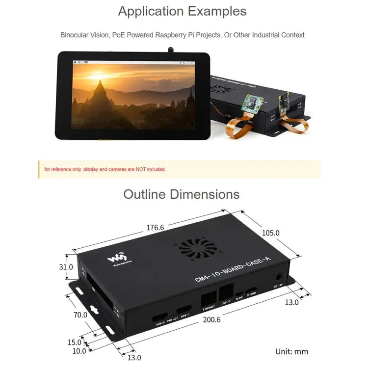 Waveshare Metal Box A for Raspberry Pi CM4 IO Board with Cooling Fan