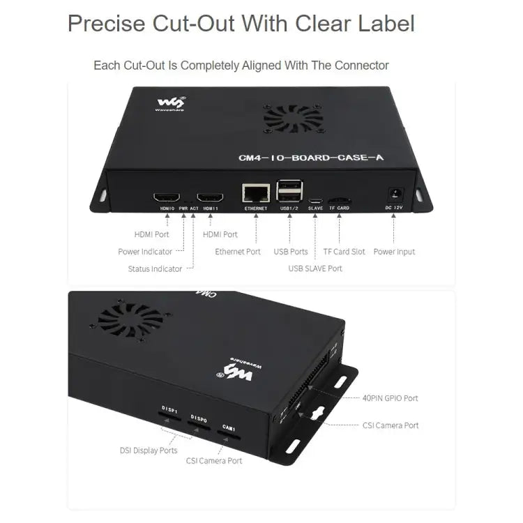 Waveshare Metal Box A for Raspberry Pi CM4 IO Board with Cooling Fan