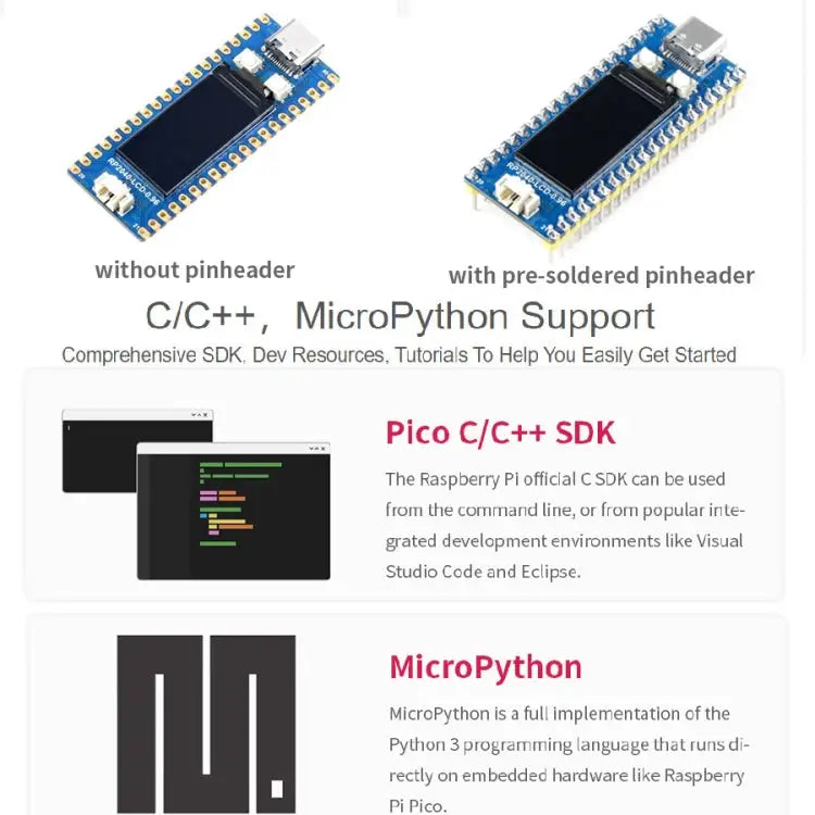 Waveshare RP2040-LCD-0.96 Pico-like MCU Board Based on Raspberry Pi MCU RP2040 with Pinheader RP2040-LCD-0.96
