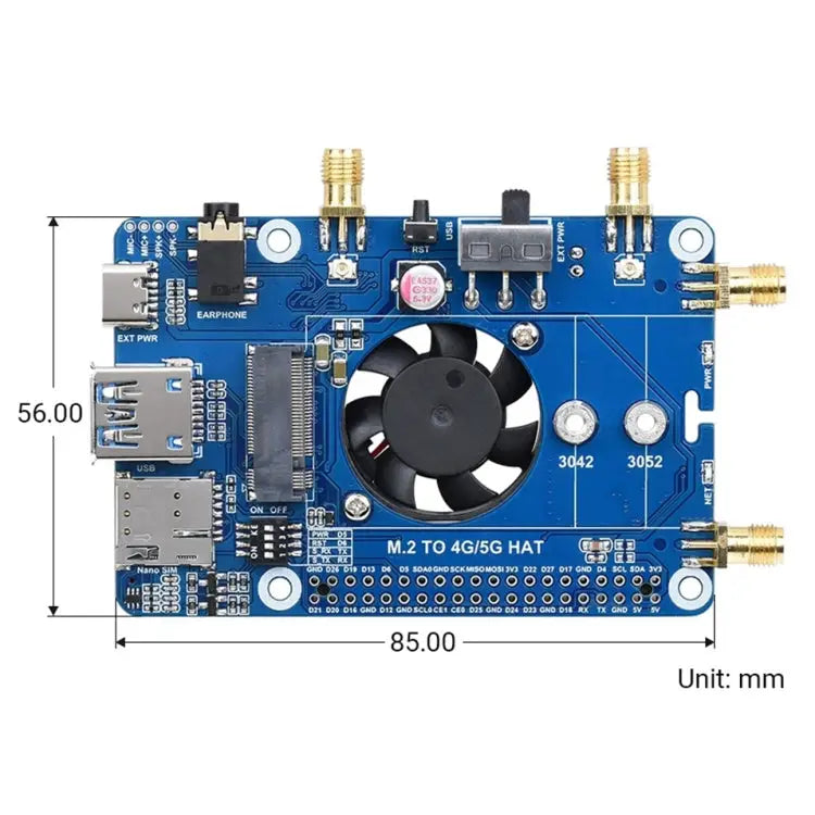 Waveshare SIM8202G-M2 5G HAT B Multi Band Snapdragon X55 Module Board for Raspberry Pi SIM8202G-M2 5G HAT B