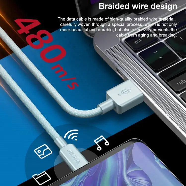 WEKOME WDC-03 Tidal Energy Series 2.4A USB to 8 Pin Braided Data Cable Length: 1m - USB to 8 Pin / Black