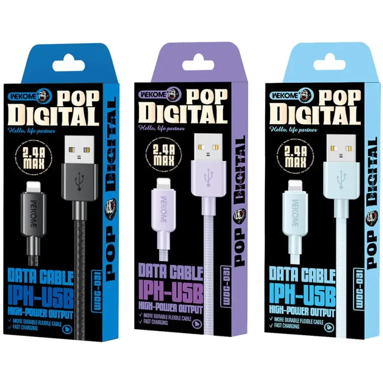 WEKOME WDC-03 Tidal Energy Series 2.4A USB to 8 Pin Braided Data Cable Length: 1m - USB to 8 Pin / Black